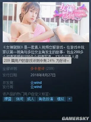 国产成人恋爱游戏登陆Steam 发售三天差评破百