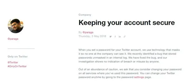 Twitter硬件故障或致部分用户密码泄露是真的吗？官方怎么说？