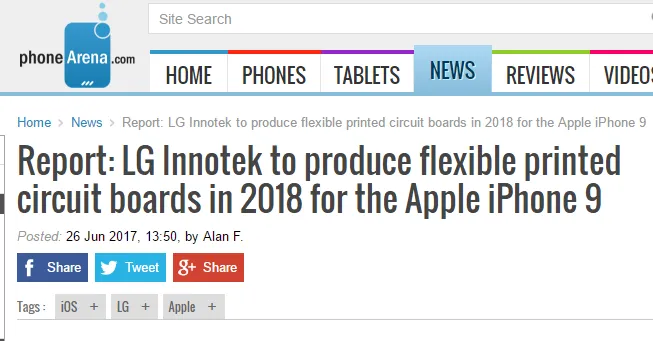 iPhone 9厉害了，LG Innotek开始为其生产电路板