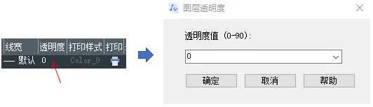 中望CAD图层与对象的透明度
