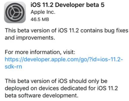 iOS11.2 beta5更新了哪些内容？附更新日志