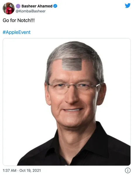 苹果发布刘海屏MacBookPro 库克被P上刘海吐槽