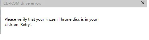 Win10系统打开冰封王座出错提示CDROM drive error