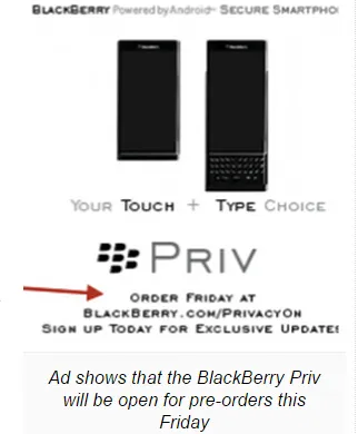 黑莓首款Android智能手机Priv本周五开始预订