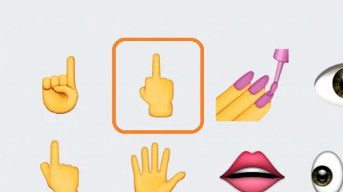 苹果Ios9新增竖中指表情，不过好像画错了