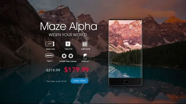 Maze Alpha全面屏手机开售：1225元起