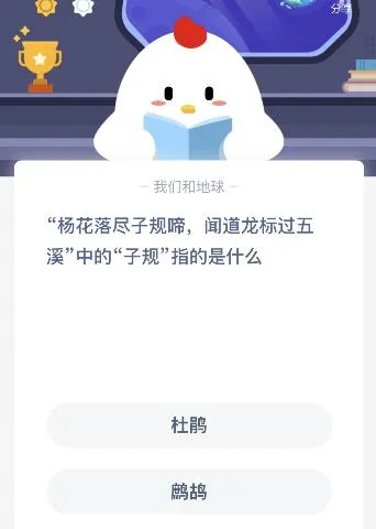 杨花落尽子规啼中的子规指的是什么鸟蚂蚁庄园？杜鹃还是鹧鸪