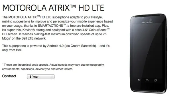 摩托Atrix HD LTE即将上市 1.5Ghz的大屏手机