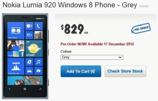 全新感受：诺基亚Lumia 920银灰色版面世 5158元