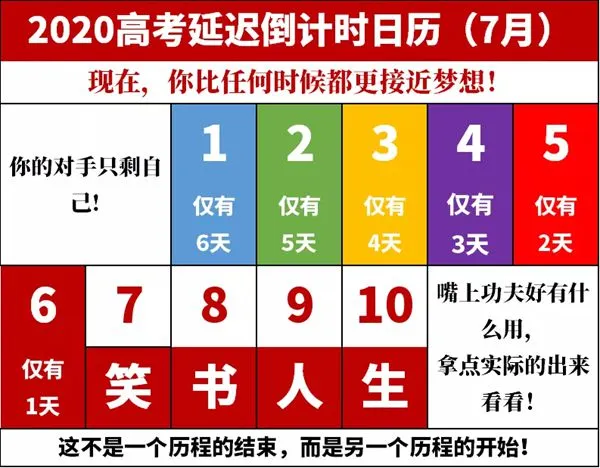 高考倒计时2020 2020高考倒计时日历最新 高考倒计时精辟励志句