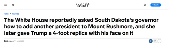特朗普想把自己雕像加到总统山上怎么回事？网友真敢想！