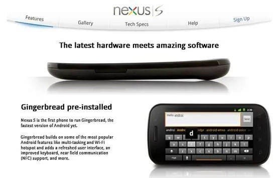 谷歌发布第2款自有品牌手机Nexus S 