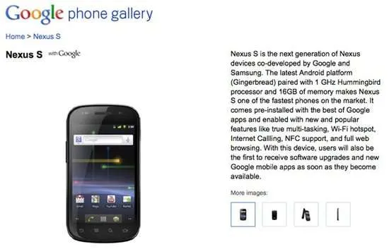 谷歌发布第2款自有品牌手机Nexus S 