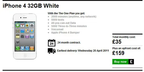 英国3网站可预购iPhone4