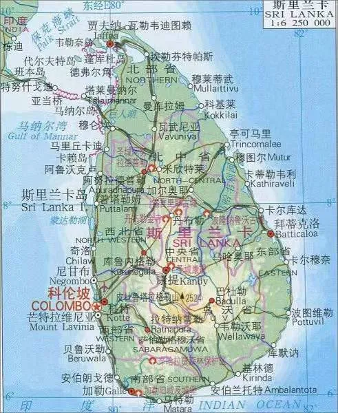 斯里兰卡地理位置地图(面积与人口是多少)