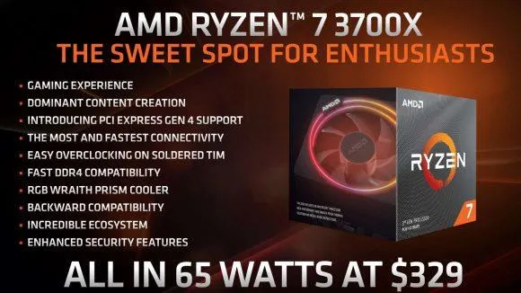 锐龙7 3700X被AMD钦定甜点CPU：8核2599元 超频潜力大